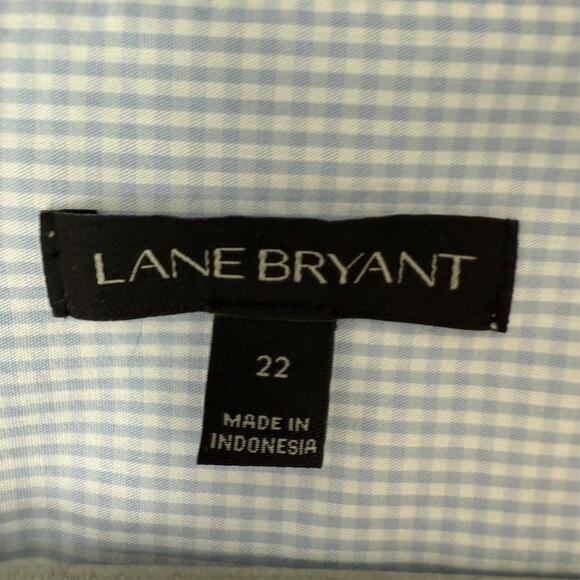 Lane Bryant Top Womens 22 Light Blue Gingham Plaid Wrap Tie Front Nursing 4780 - Picture 8 of 11